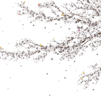 [나무자전거]뮤럴벽지[huea] pre-028 [접착/비접착]벚꽃/나무/일러스트/러블리, 나무자전거