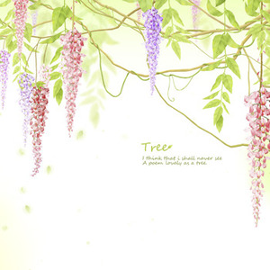 [나무자전거]뮤럴벽지[huea] apj-043 [접착/비접착]/일러스트/러블리/꽃/꽃잎/라일락, 나무자전거